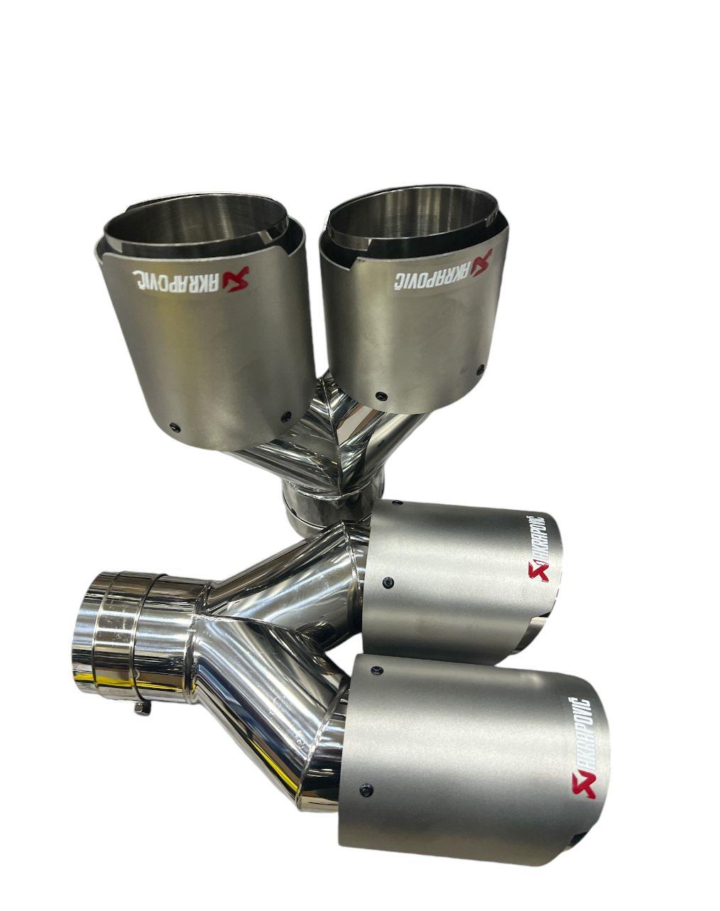 AKRAPOVİÇ 90 MM İTHAL GRİ ÇİFTLİ EGZOZ UCU SETİ