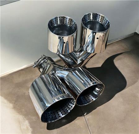 AKRAPOVİÇ 100 MM  İTHAL İÇİ DELİKLİ INOX ÇİFTLİ SET